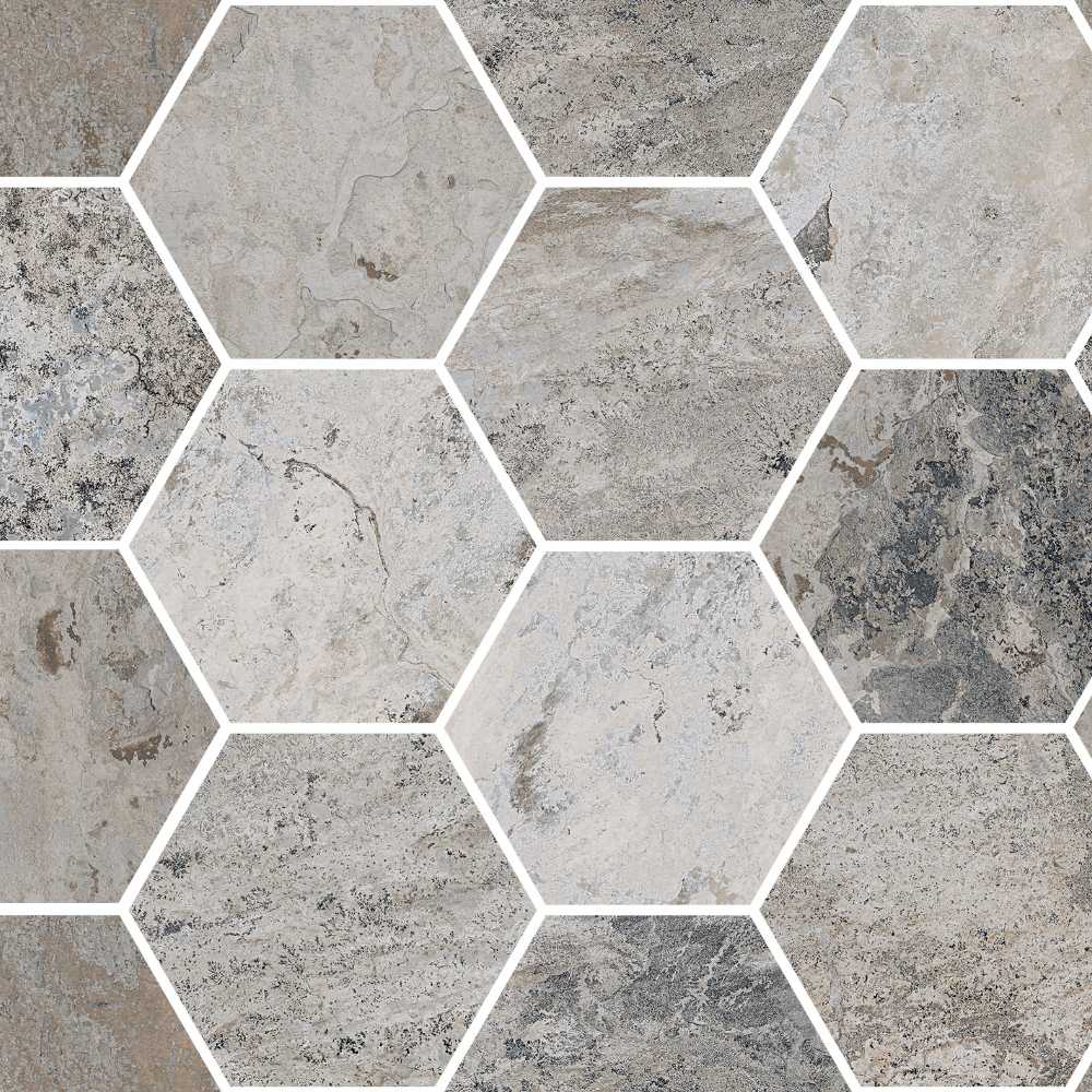 Fog 3" Hex Mosaic Matte