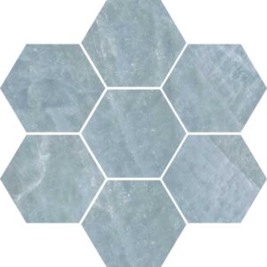 Aqua Hexagon Mosaic Satin