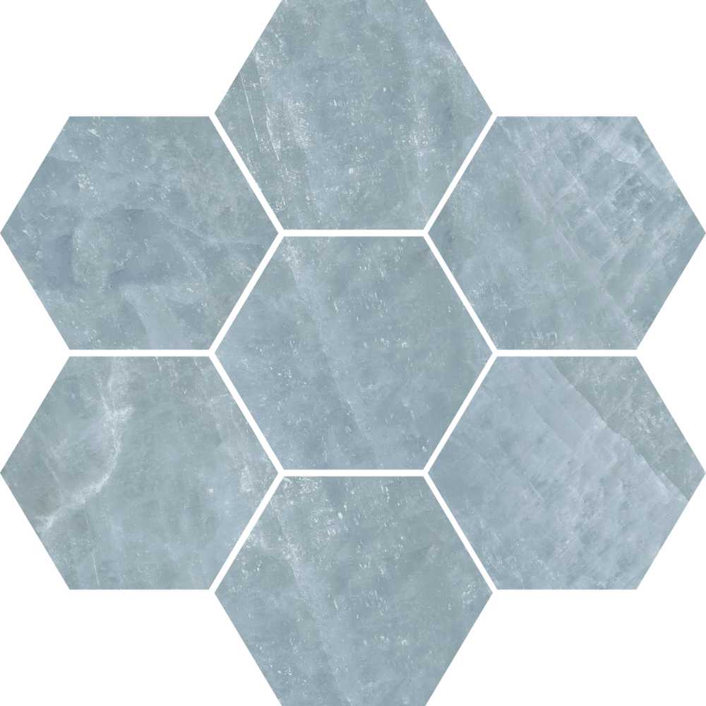 Aqua Hexagon Mosaic Satin