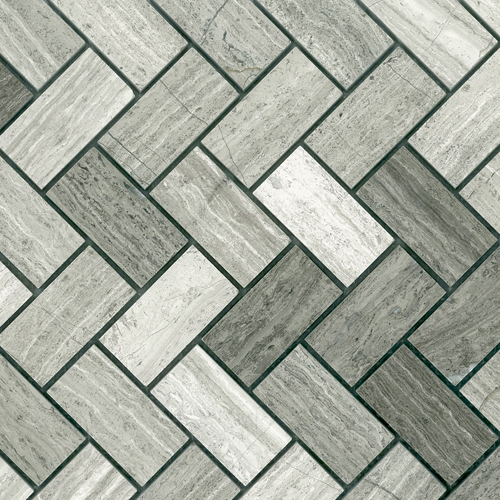 Driftwood White Herringbone Honed