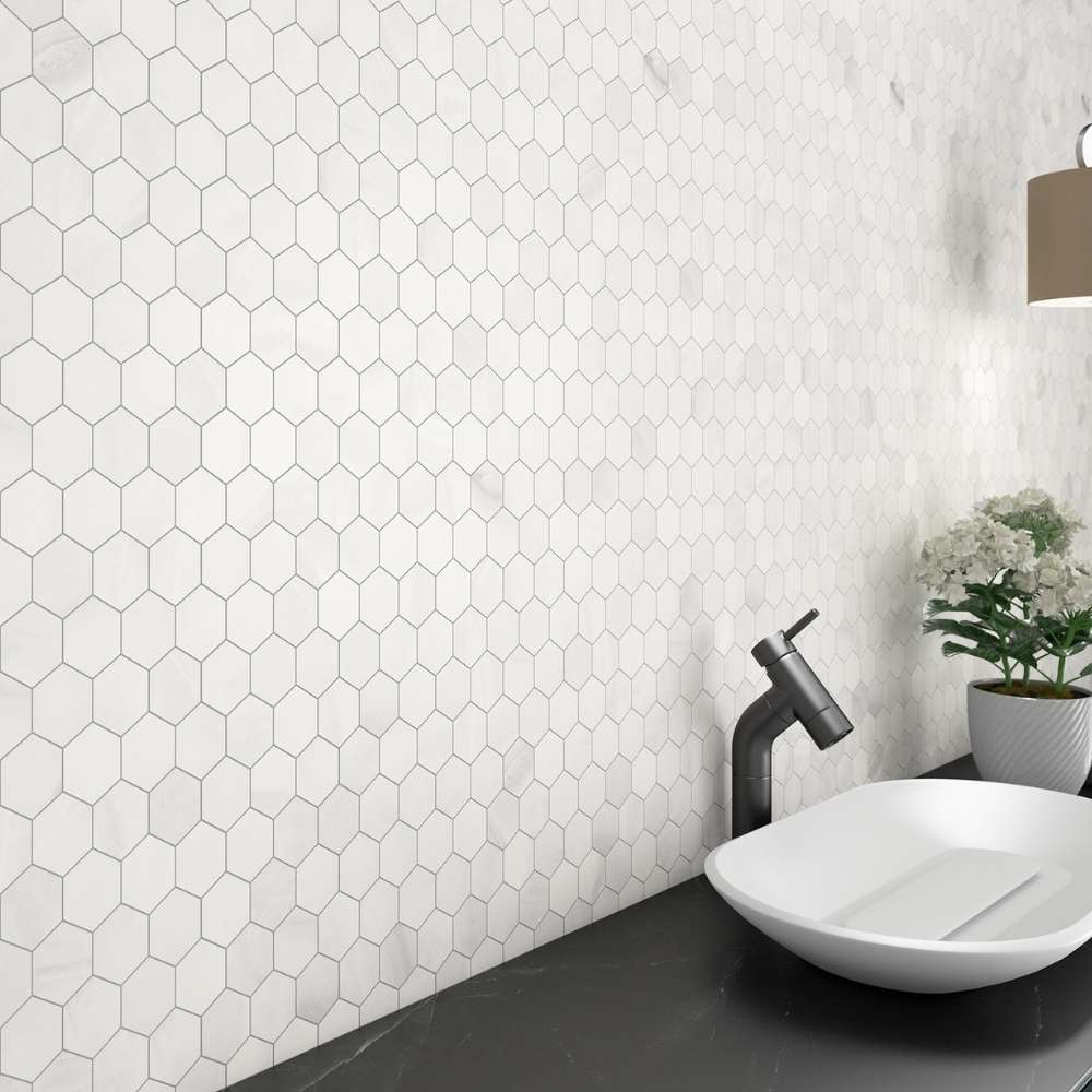 Agata Grey Hex Mosaic Matte - Image 2