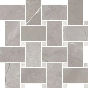 Grey Shine Basketweave Mosaic Polished