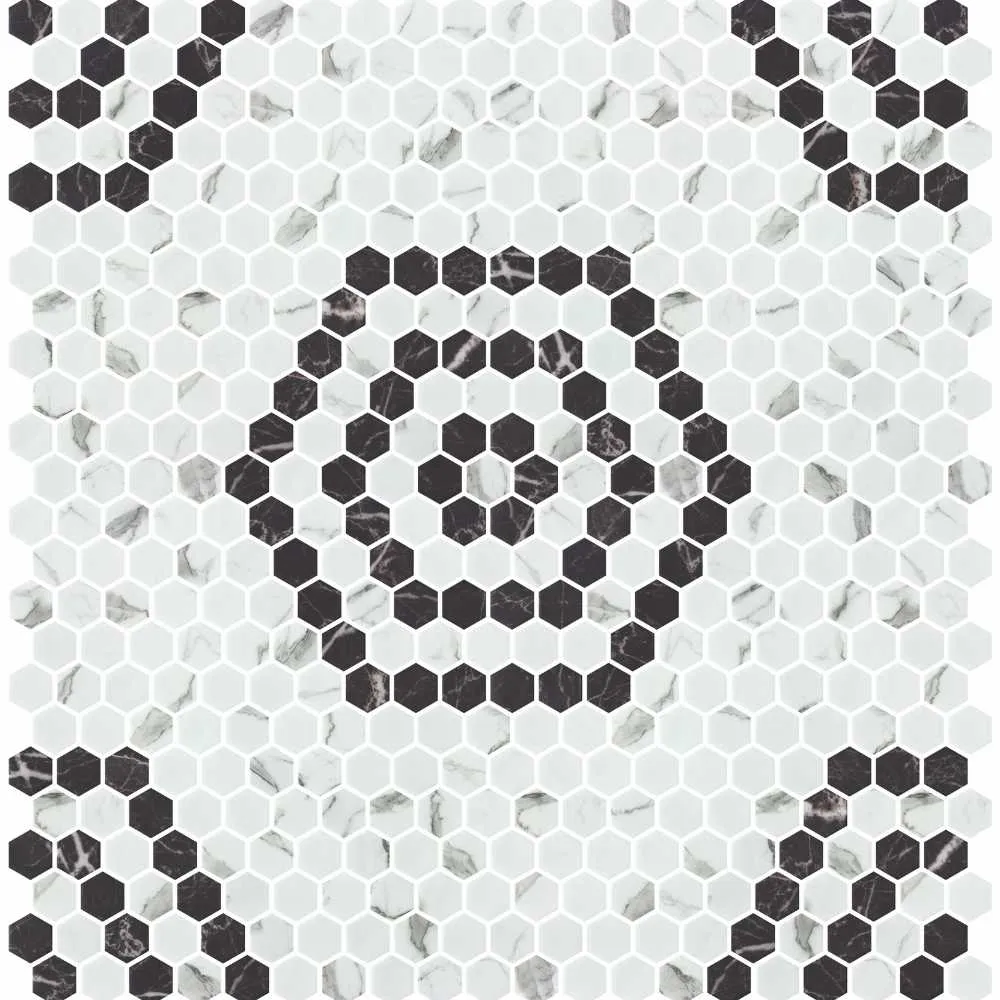 White/Black Large Hex Matte