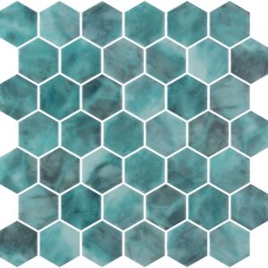 Aqua Hex 2" Glossy