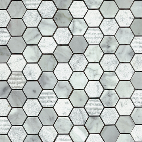 Bianco Carrara 1" Hex Multi-Texture