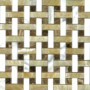 Calacatta Gold Oro Basketweave Mosaic Satin