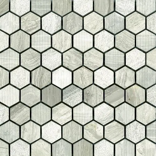 *Driftwood White/Grey 1" Hex Honed